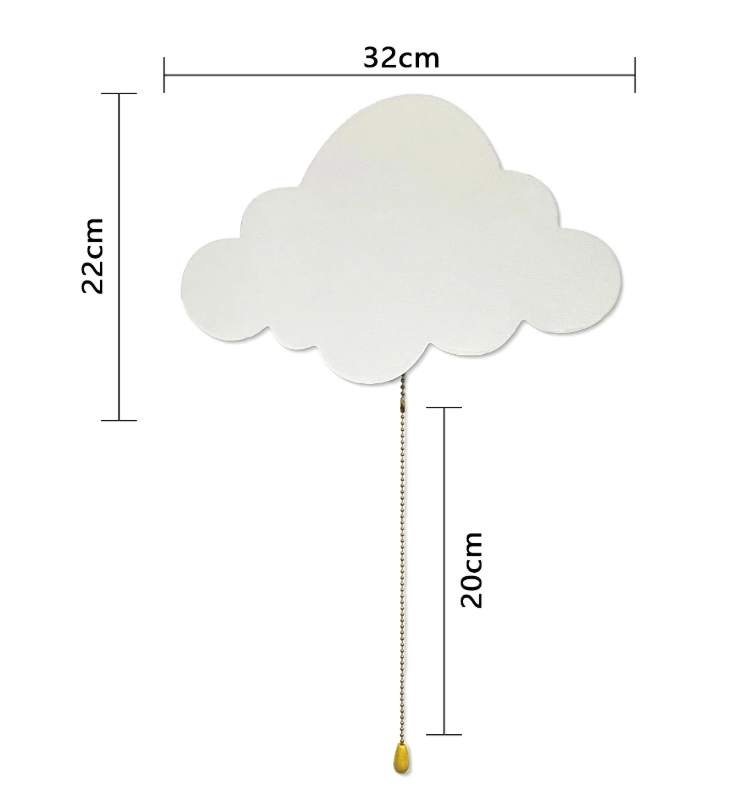 Wolk Nachtlamp voor Kinderkamer – Wandlamp op Batterijen met Zacht Licht
