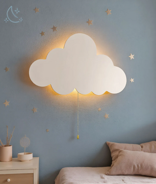 Wolk Nachtlamp voor Kinderkamer – Wandlamp op Batterijen met Zacht Licht