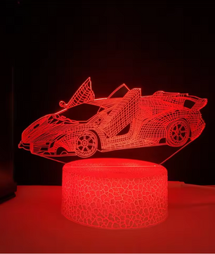 3D Raceauto Nachtlamp – LED Illusielamp met Kleurverandering en Afstandsbediening