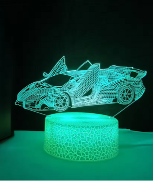 3D Raceauto Nachtlamp – LED Illusielamp met Kleurverandering en Afstandsbediening