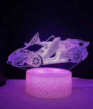 3D Raceauto Nachtlamp – LED Illusielamp met Kleurverandering en Afstandsbediening