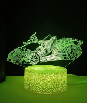 3D Raceauto Nachtlamp – LED Illusielamp met Kleurverandering en Afstandsbediening