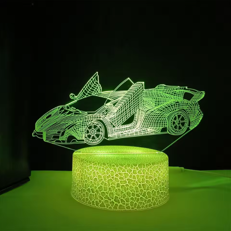 3D Raceauto Nachtlamp – LED Illusielamp met Kleurverandering en Afstandsbediening