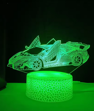 3D Raceauto Nachtlamp – LED Illusielamp met Kleurverandering en Afstandsbediening