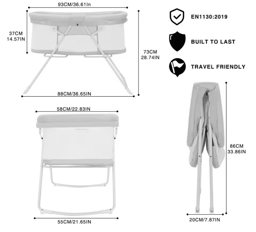 2-in-1 Reiswieg en Babywieg met Schommelfunctie – Opvouwbaar met Matras