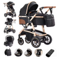 3-in-1 Kinderwagen Reissysteem – Verstelbaar Handvat en Aluminium Frame