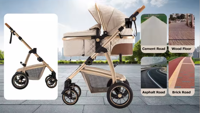 3-in-1 Kinderwagen Reissysteem – Verstelbaar Handvat en Aluminium Frame