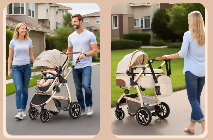 3-in-1 Kinderwagen Reissysteem – Verstelbaar Handvat en Aluminium Frame
