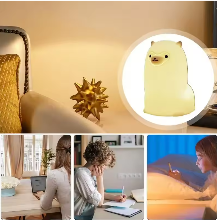 Siliconen Alpaca Nachtlamp met Touchsensor – RGB LED, USB Oplaadbaar