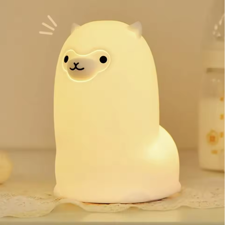 Siliconen Alpaca Nachtlamp met Touchsensor – RGB LED, USB Oplaadbaar
