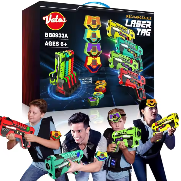 Oplaadbare Laser Tag Set met 4 Blasters – Infrarood Battle Game voor Binnen en Buiten