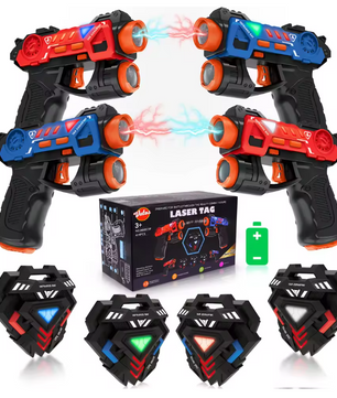 Laser Tag Set met 4 Infrarood Blasters en Badges – Indoor en Outdoor Spel