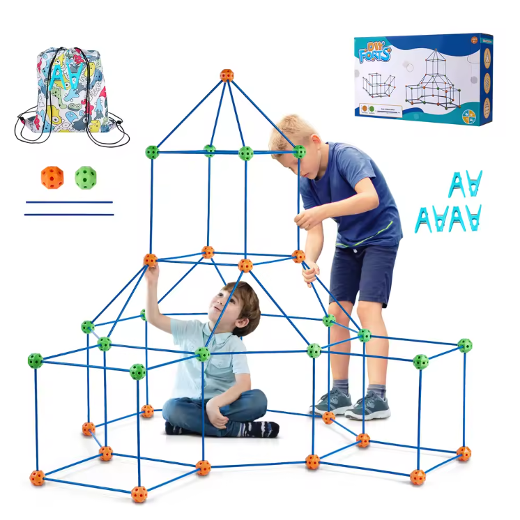 Fort Bouwset voor Kinderen – Creatieve Bouwstenen met Stokken en Koppelingen (120-delig)