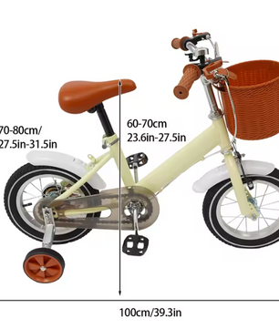Kinderfiets 12 Inch met Zijwieltjes en Mand – Verstelbaar en Veilig voor 2–4 Jaar