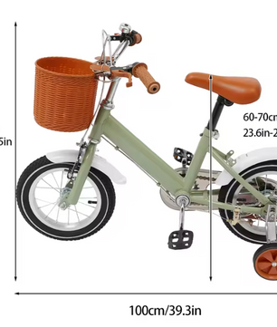 Kinderfiets 12 Inch met Zijwieltjes en Mand – Verstelbaar en Veilig voor 2–4 Jaar