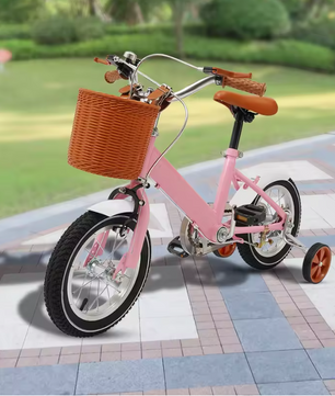 Kinderfiets 12 Inch met Zijwieltjes en Mand – Verstelbaar en Veilig voor 2–4 Jaar