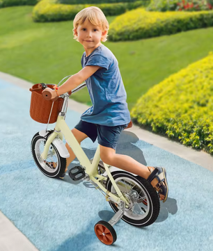 Kinderfiets 12 Inch met Zijwieltjes en Mand – Verstelbaar en Veilig voor 2–4 Jaar