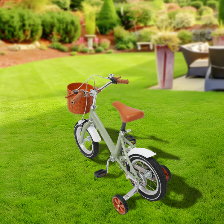 Kinderfiets 12 Inch met Zijwieltjes en Mand – Verstelbaar en Veilig voor 2–4 Jaar