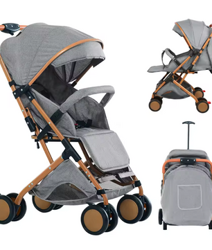 Opvouwbare Kinderwagen Trolley met Klamboe – Draagbaar, Met Opbergmand, 4 Wielen, Tot 20 kg