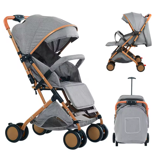Opvouwbare Kinderwagen Trolley met Klamboe – Draagbaar, Met Opbergmand, 4 Wielen, Tot 20 kg