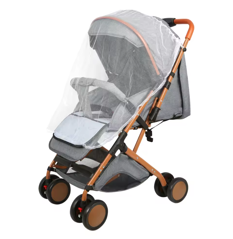 Opvouwbare Kinderwagen Trolley met Klamboe – Draagbaar, Met Opbergmand, 4 Wielen, Tot 20 kg