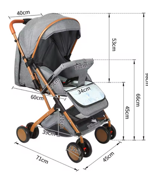 Opvouwbare Kinderwagen Trolley met Klamboe – Draagbaar, Met Opbergmand, 4 Wielen, Tot 20 kg