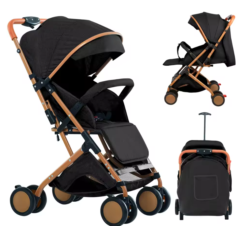 Opvouwbare Kinderwagen Trolley met Klamboe – Draagbaar, Met Opbergmand, 4 Wielen, Tot 20 kg