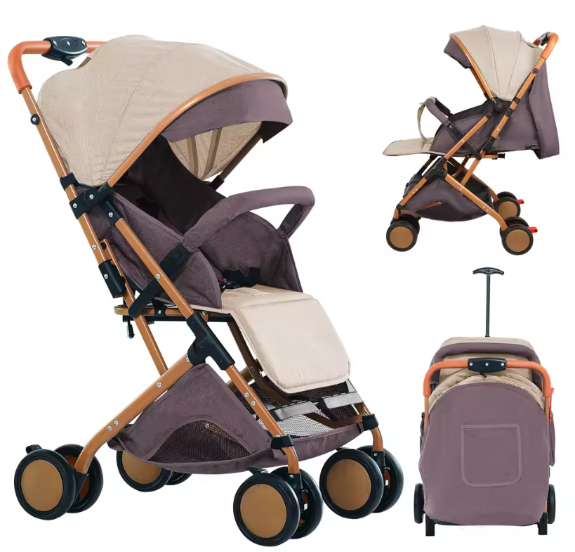 Opvouwbare Kinderwagen Trolley met Klamboe – Draagbaar, Met Opbergmand, 4 Wielen, Tot 20 kg