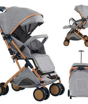 Opvouwbare Kinderwagen Trolley met Klamboe – Draagbaar, Met Opbergmand, 4 Wielen, Tot 20 kg