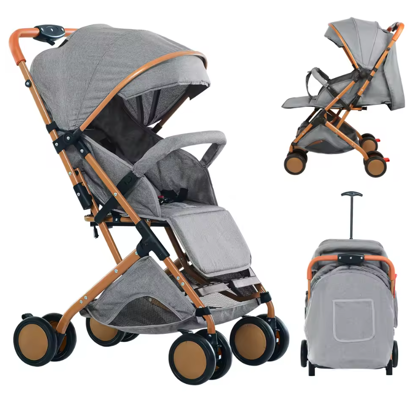 Opvouwbare Kinderwagen Trolley met Klamboe – Draagbaar, Met Opbergmand, 4 Wielen, Tot 20 kg