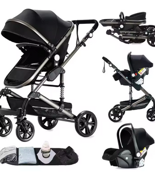 3-in-1 Kinderwagen Reissysteem – Compacte Buggy, Reiswieg en Autostoel Combinatie