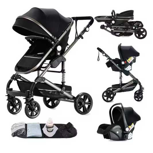 3-in-1 Kinderwagen Reissysteem – Compacte Buggy, Reiswieg en Autostoel Combinatie