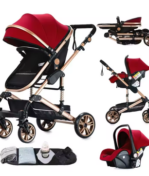 3-in-1 Kinderwagen Reissysteem – Compacte Buggy, Reiswieg en Autostoel Combinatie