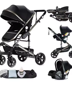 3-in-1 Kinderwagen Reissysteem – Compacte Buggy, Reiswieg en Autostoel Combinatie