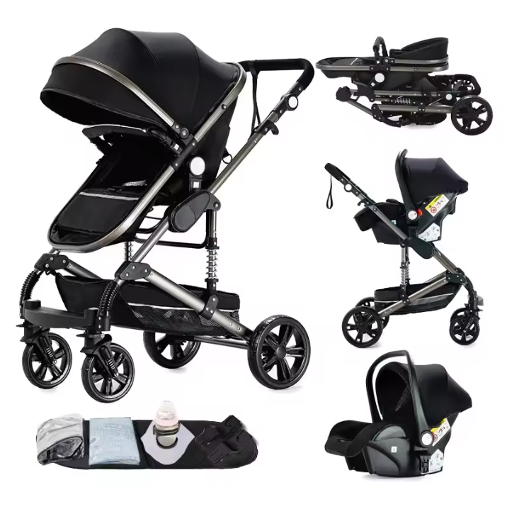 3-in-1 Kinderwagen Reissysteem – Compacte Buggy, Reiswieg en Autostoel Combinatie