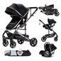 3-in-1 Kinderwagen Reissysteem – Compacte Buggy, Reiswieg en Autostoel Combinatie