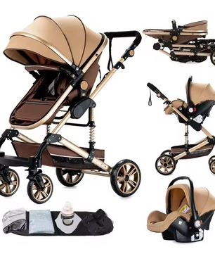 3-in-1 Kinderwagen Reissysteem – Compacte Buggy, Reiswieg en Autostoel Combinatie
