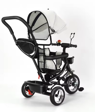 Driewieler met Duwstang en Draaibare Zitting – Met Luifel en Accessoires, Tot 25 kg