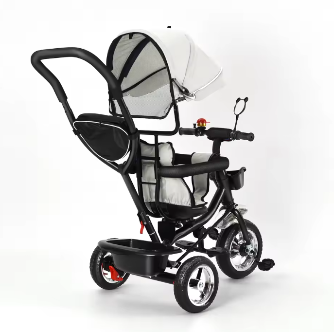 Driewieler met Duwstang en Draaibare Zitting – Met Luifel en Accessoires, Tot 25 kg