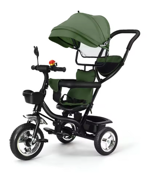 Driewieler met Duwstang en Draaibare Zitting – Met Luifel en Accessoires, Tot 25 kg