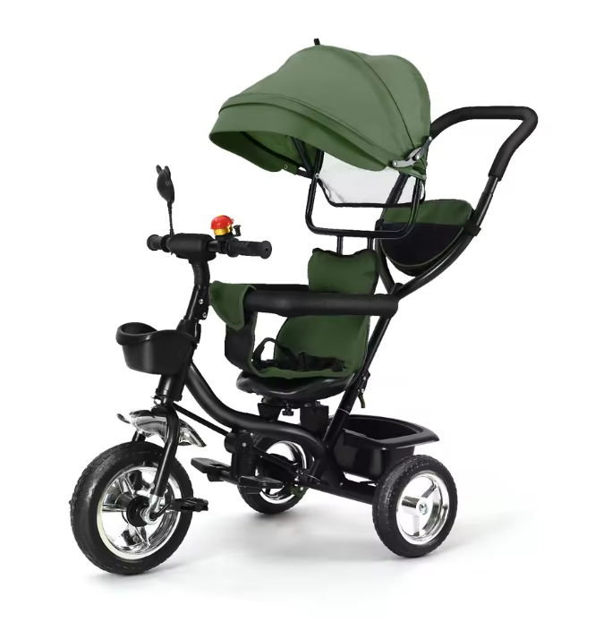 Driewieler met Duwstang en Draaibare Zitting – Met Luifel en Accessoires, Tot 25 kg