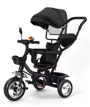 Driewieler met Duwstang en Draaibare Zitting – Met Luifel en Accessoires, Tot 25 kg