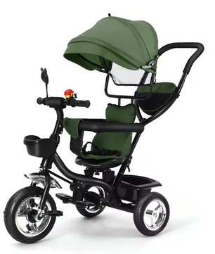 Driewieler met Duwstang en Draaibare Zitting – Met Luifel en Accessoires, Tot 25 kg