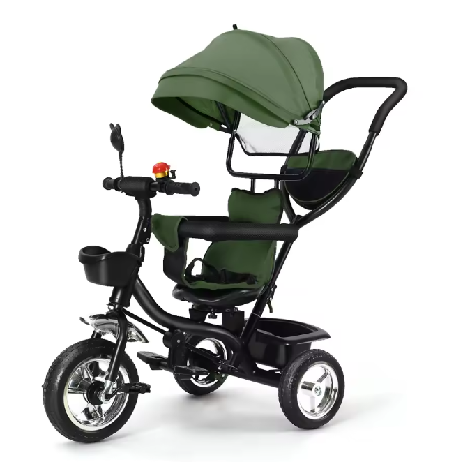 Driewieler met Duwstang en Draaibare Zitting – Met Luifel en Accessoires, Tot 25 kg
