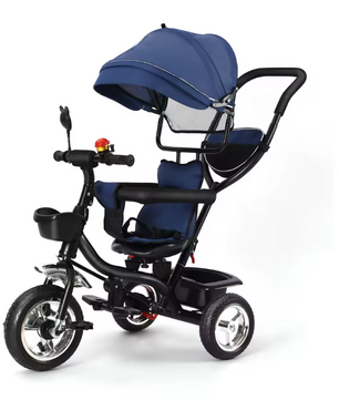 Driewieler met Duwstang en Draaibare Zitting – Met Luifel en Accessoires, Tot 25 kg