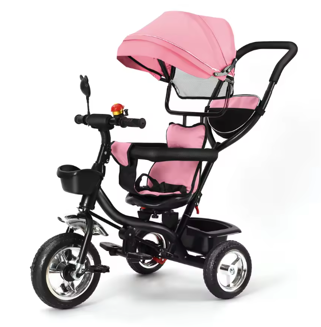 Driewieler met Duwstang en Draaibare Zitting – Met Luifel en Accessoires, Tot 25 kg