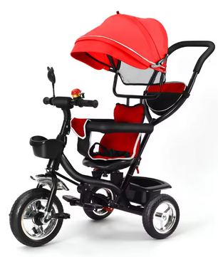 Driewieler met Duwstang en Draaibare Zitting – Met Luifel en Accessoires, Tot 25 kg