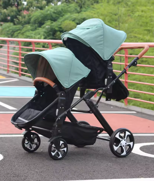 Dubbele Kinderwagen voor Tweelingen – Opvouwbaar, Met Schokdemping en Lig-/Zitfunctie
