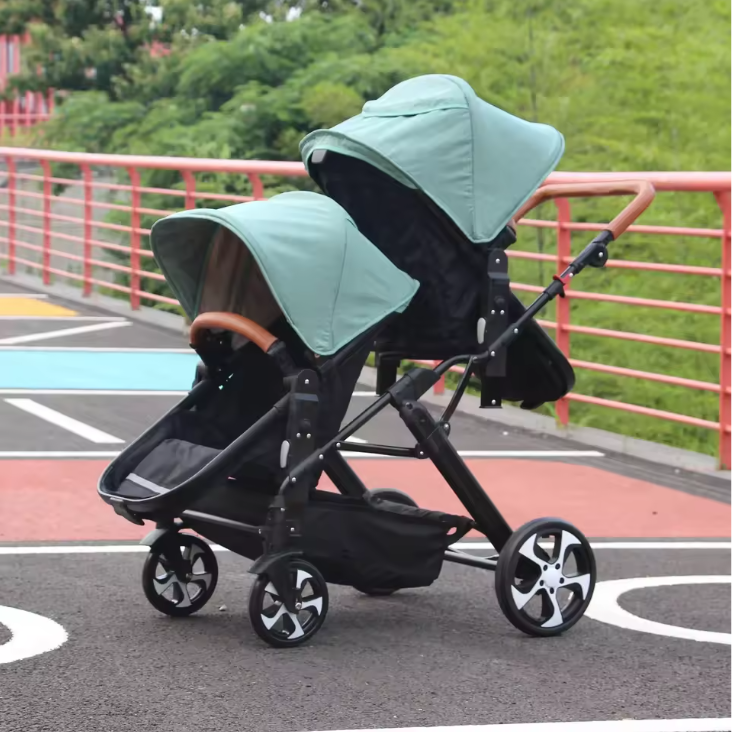 Dubbele Kinderwagen voor Tweelingen – Opvouwbaar, Met Schokdemping en Lig-/Zitfunctie