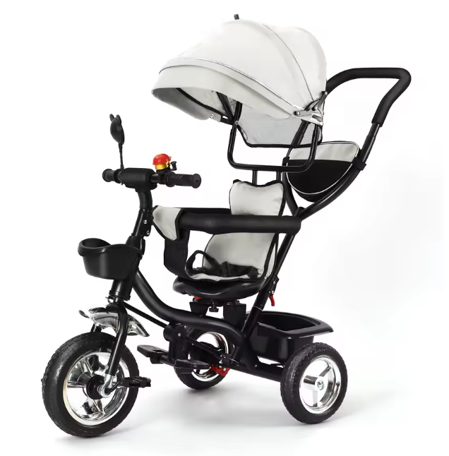 Driewieler met Duwstang en Draaibare Zitting – Met Luifel en Accessoires, Tot 25 kg